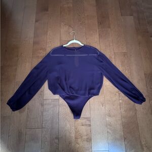 ARITZIA - Wilfred - Pretty purple bodysuit with attached sheer blouse longsleeve